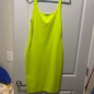 Zara neon green midi bodycon dress!